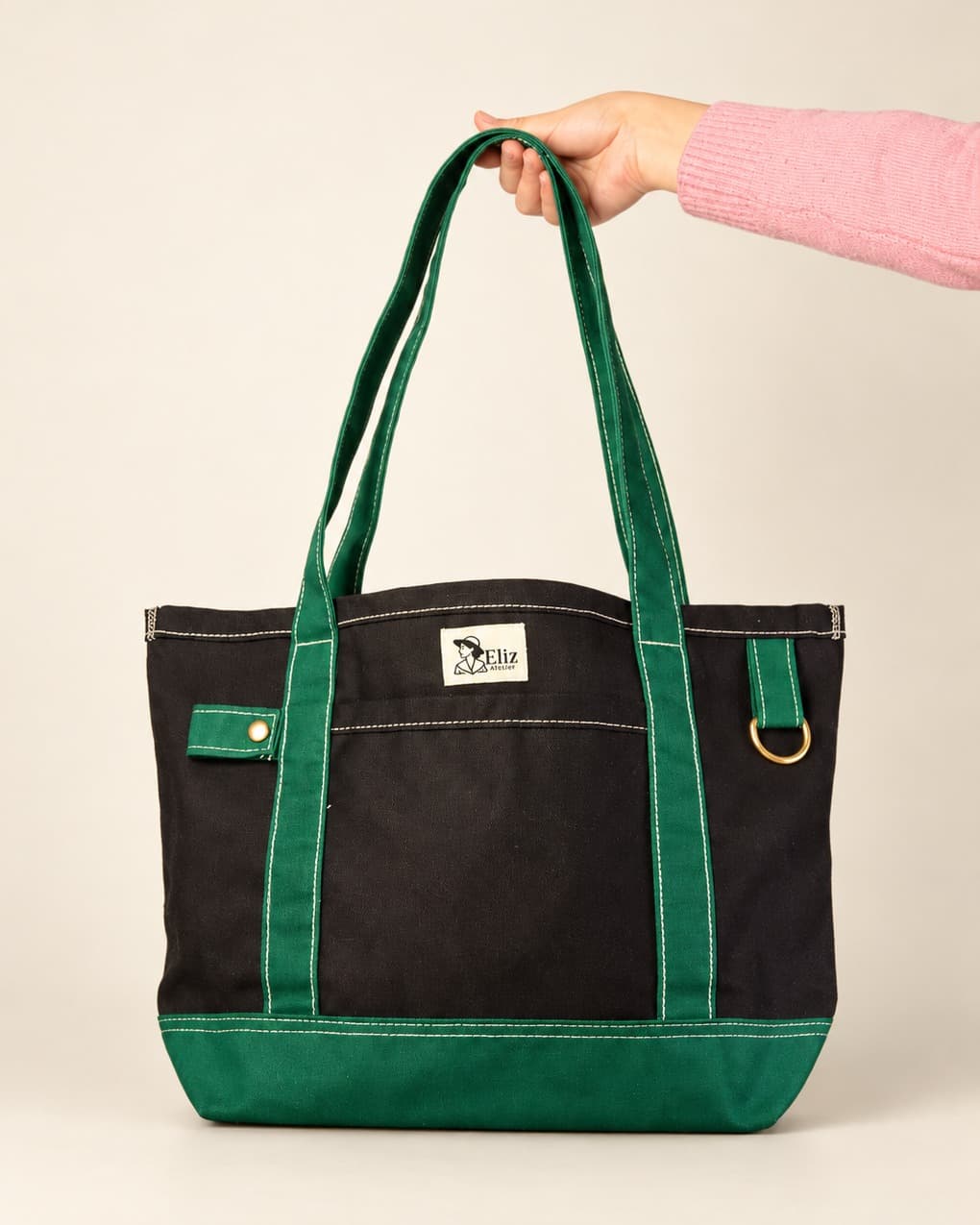 Bolso M Negro - Verde