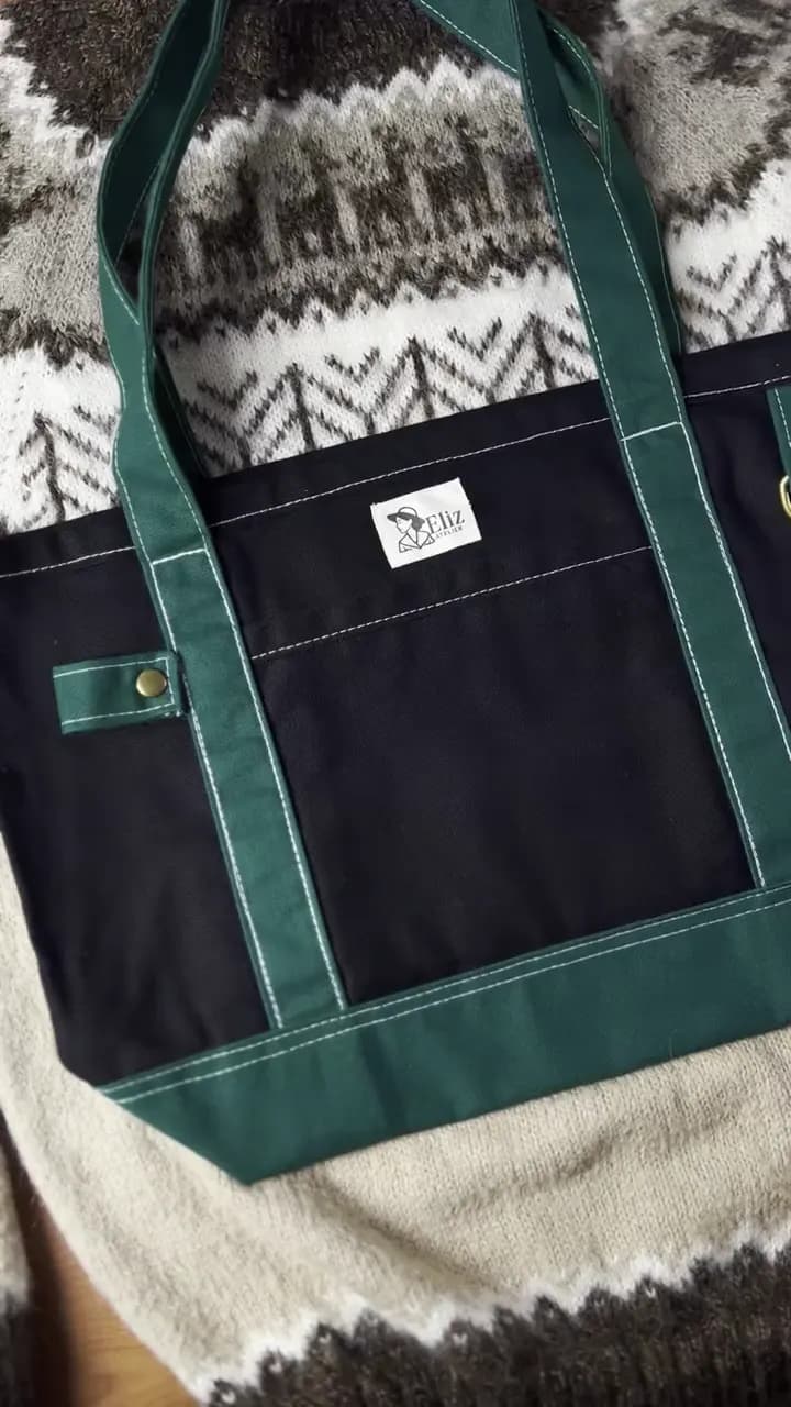 Video del bolso M negro verde de lona